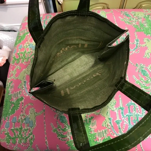 Harrods Glossy Green pvc Shopper tote bag - Picture 2 of 4